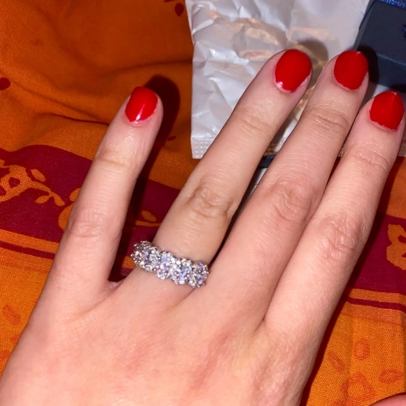 NEW 925 Sterling Silver Halo Diamond Eternity Engagement Wedding Band Ring - Picture 6 of 14